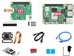 Waveshare PI5-16GB AI Kit, Compatible with Raspberry Pi 5, Bundle with Raspberry Pi 5 16GB, Raspberry Pi AI HAT+ 13T, PI5-IMX219-77 Camera, Cooler, 64GB TF Card, Cable and so on (9 Items) Waveshare PI5-16GB AI Kit, Compatible with Raspberry Pi 5, Bundle with Raspberry Pi 5 16GB, Raspberry Pi AI HAT+ 13T, PI5-IMX219-77 Camera, Cooler, 64GB TF Card, Cable and so on (9 Items)