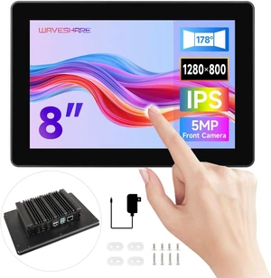 Waveshare Industrial HMI All-in-one 8inch Touch Display, Compatible with Raspberry Pi 4 (Included), Supports Dual 4K HDMI Output, 10-Point Touch, Aluminum Alloy Case, High-Efficiency Heat Dissipation