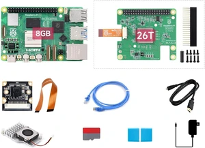 Waveshare PI5-8GB AI Kit, Compatible with Raspberry Pi 5, Bundle with Raspberry Pi 5 8GB, Raspberry Pi AI HAT+ 26T, PI5-IMX219-77 Camera, Cooler, 64GB TF Card, Cable and so on (9 Items) Waveshare PI5-8GB AI Kit, Compatible with Raspberry Pi 5, Bundle with Raspberry Pi 5 8GB, Raspberry Pi AI HAT+ 26T, PI5-IMX219-77 Camera, Cooler, 64GB TF Card, Cable and so on (9 Items)