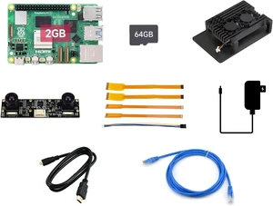 Waveshare Dual Camera Kit, Compatible with Raspberry Pi 5, Bundle with Raspberry Pi 5 2GB, IMX219-83 Stereo Camera, TF Card 64GB, Power Supply and so on (10 Items) Waveshare Dual Camera Kit, Compatible with Raspberry Pi 5, Bundle with Raspberry Pi 5 2GB, IMX219-83 Stereo Camera, TF Card 64GB, Power Supply and so on (10 Items)