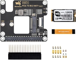 Waveshare PCIe to M.2 Adapter for Raspberry Pi 5, Supports NVMe Protocol M.2 Solid State Drive, High-Speed Reading/Writing, HAT + Standard, Comes with SK-NVME 2242 128G Solid State Drive Waveshare PCIe to M.2 Adapter for Raspberry Pi 5, Supports NVMe Protocol M.2 Solid State Drive, High-Speed Reading/Writing, HAT + Standard, Comes with SK-NVME 2242 128G Solid State Drive