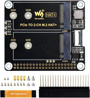 waveshare PCIe to 2-Ch M.2 Adapter for Raspberry Pi 5, Compatible with 2230/2242 Size NVMe Solid State Drive, High-Speed Reading/Writing M.2 HAT waveshare PCIe to 2-Ch M.2 Adapter for Raspberry Pi 5, Compatible with 2230/2242 Size NVMe Solid State Drive, High-Speed Reading/Writing M.2 HAT
