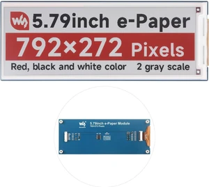 Waveshare 5.79inch E-Paper Module (B), Compatible with Raspberry Pi 5, E-Ink Display, 792x272, Red/Black/White, SPI Interface