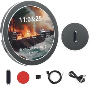 waveshare 4inch USB Monitor, PC Case Secondary Screen/Desktop RGB Ambient Screen, IPS Panel, 720×720 Resolution, with Music Spectrum Analysis Function, Type-C Interface, CNC Metal Case, Grey waveshare 4inch USB Monitor, PC Case Secondary Screen/Desktop RGB Ambient Screen, IPS Panel, 720×720 Resolution, with Music Spectrum Analysis Function, Type-C Interface, CNC Metal Case, Grey