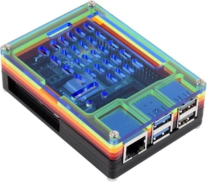 Waveshare Rainbow Acrylic Case for Raspberry Pi 5, Colorful Translucent Acrylic Case, Supports Installing Official Active Cooler Waveshare Rainbow Acrylic Case for Raspberry Pi 5, Colorful Translucent Acrylic Case, Supports Installing Official Active Cooler