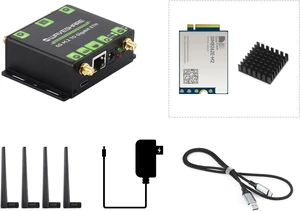 Waveshare 5G M.2 to Giga-bit Ethernet Converter, 5G M.2 to USB3.1, Aluminum Alloy Case, Wall-Mount Support, Quad Antennas, Onboard M.2 Key B Interface, USB3.1 Port, with SIM8262E-M2 5G Module Waveshare 5G M.2 to Giga-bit Ethernet Converter, 5G M.2 to USB3.1, Aluminum Alloy Case, Wall-Mount Support, Quad Antennas, Onboard M.2 Key B Interface, USB3.1 Port, with SIM8262E-M2 5G Module