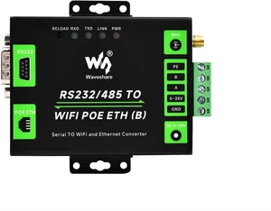 waveshare Industrial Grade Serial Server RS232/485 to WiFi and Ethernet, Modbus Gateway, MQTT Gateway, Metal Case, Wail-Mount and Rail-Mount Support with POE Function waveshare Industrial Grade Serial Server RS232/485 to WiFi and Ethernet, Modbus Gateway, MQTT Gateway, Metal Case, Wail-Mount and Rail-Mount Support with POE Function