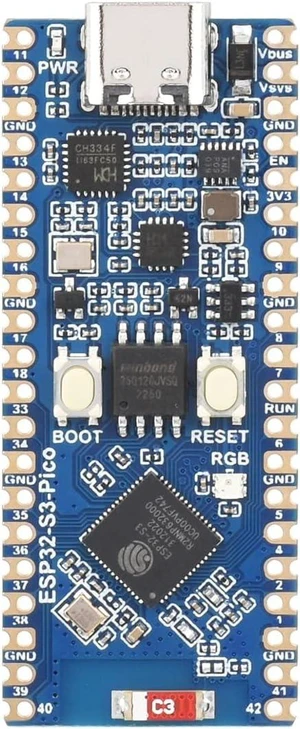 Waveshare ESP32-S3 Microcontroller, 2.4 GHz Wi-Fi Development Board, Dual-Core Processor with Frequency Up to 240 MHz Waveshare ESP32-S3 Microcontroller, 2.4 GHz Wi-Fi Development Board, Dual-Core Processor with Frequency Up to 240 MHz