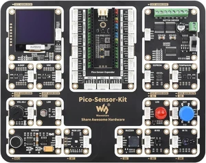 Waveshare Entry-Level Sensor Kit Compatible with Raspberry Pi Pico, Including Pico Expansion Board and 15 Common Modules-Sensor Kit + Raspberry-Pi-Pico-W-M Waveshare Entry-Level Sensor Kit Compatible with Raspberry Pi Pico, Including Pico Expansion Board and 15 Common Modules-Sensor Kit + Raspberry-Pi-Pico-W-M