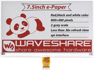 Waveshare 7.5inch E-Paper, 800×480 Pixels Red/Black/White 3Colors Raw Display(Without PCB) for Price Tags, Shelf Labels, Industrial Instruments Waveshare 7.5inch E-Paper, 800×480 Pixels Red/Black/White 3Colors Raw Display(Without PCB) for Price Tags, Shelf Labels, Industrial Instruments