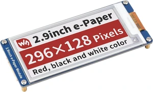 Waveshare 2.9inch E-Paper Module, 296×128 Pixels Red/Black/White 3Colors Display Module for Raspberry Pi/Jetson Nano/Nucleo Main Control Boards Waveshare 2.9inch E-Paper Module, 296×128 Pixels Red/Black/White 3Colors Display Module for Raspberry Pi/Jetson Nano/Nucleo Main Control Boards