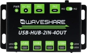 Waveshare Industrial Grade USB HUB Extending 4X USB 2.0 Ports Switchable Dual Hosts Sharing USB Devices for Two Hosts Without Power Supply Waveshare Industrial Grade USB HUB Extending 4X USB 2.0 Ports Switchable Dual Hosts Sharing USB Devices for Two Hosts Without Power Supply