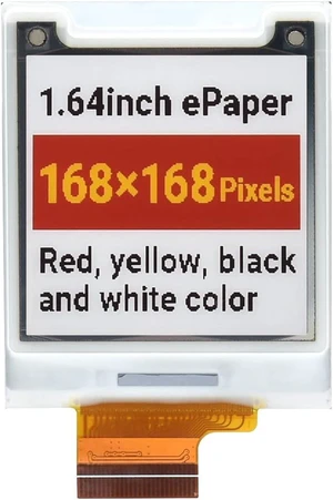 Waveshare 1.64inch Square E-Paper Raw Display 168 × 168 Red/Yellow/Black/White Does Not Support Partial Refresh Without Driver Board Waveshare 1.64inch Square E-Paper Raw Display 168 × 168 Red/Yellow/Black/White Does Not Support Partial Refresh Without Driver Board