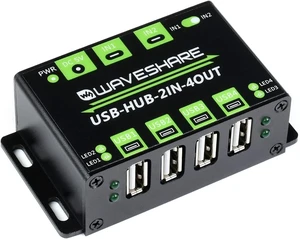 Waveshare Industrial Grade USB HUB Extending 4X USB 2.0 Ports Switchable Dual Hosts Sharing USB Devices for Two Hosts Waveshare Industrial Grade USB HUB Extending 4X USB 2.0 Ports Switchable Dual Hosts Sharing USB Devices for Two Hosts