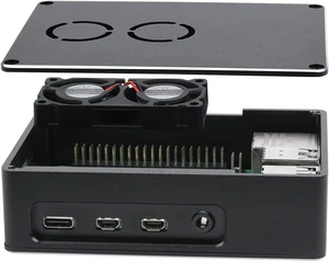 Waveshare Dual Fan Case for Raspberry Pi 4 Dull-Polish Surface Sleek Chamfer Design with Dual Cooling Fan Waveshare Dual Fan Case for Raspberry Pi 4 Dull-Polish Surface Sleek Chamfer Design with Dual Cooling Fan