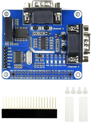 Waveshare 2-Channel Isolated RS232 Expansion HAT for Raspberry Pi SC16IS752+SP3232 with Protection Circuits Power Supply Isolation ADI Magnetical Isolation and TVS Diode Waveshare 2-Channel Isolated RS232 Expansion HAT for Raspberry Pi SC16IS752+SP3232 with Protection Circuits Power Supply Isolation ADI Magnetical Isolation and TVS Diode