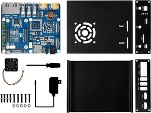 Waveshare Dual Giga-bit Ethernet Mini-Computer Based On Raspberry Pi Compute Module 4 (NOT Included) Metal Case with Cooling Fan Waveshare Dual Giga-bit Ethernet Mini-Computer Based On Raspberry Pi Compute Module 4 (NOT Included) Metal Case with Cooling Fan