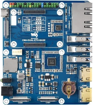 Waveshare Dual Giga-bit Ethernet Base Board Designed for Raspberry Pi Compute Module 4 Waveshare Dual Giga-bit Ethernet Base Board Designed for Raspberry Pi Compute Module 4
