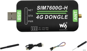 Waveshare SIM7600G-H 4G DONGLE with Antenna with Industrial Grade 4G Communication and GNSS Positioning Peripheral Supports Global Band. Waveshare SIM7600G-H 4G DONGLE with Antenna with Industrial Grade 4G Communication and GNSS Positioning Peripheral Supports Global Band.