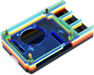waveshare Colorful Rainbow Acrylic Case for Raspberry Pi 4 Model B Comes with Cooling Fan Nice Looking Dust Resistance Good Heat Spreading