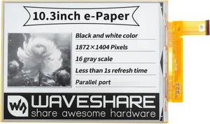 Waveshare 10.3inch Flexible E-Ink Raw Display Compatible with Raspberry Pi 4B/3B+/3B/2B/B+/A+/Zero/Zero W/WH/Zero 2W Series Boards 1872×1404 Resolution Supports Partial Refresh