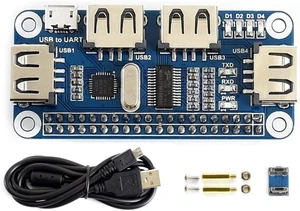 Waveshare 4 Port USB HUB HAT, Compatible withRaspberry Pi 5/4B/3B/Zero/Zero W/Zero 2W/Pico/Pico W/Pico WH, USB to UART Onboard Waveshare 4 Port USB HUB HAT, Compatible withRaspberry Pi 5/4B/3B/Zero/Zero W/Zero 2W/Pico/Pico W/Pico WH, USB to UART Onboard