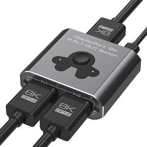 Displayport Switch 2 in 1 Out 8K60Hz 4K144Hz DP 1.4 Switcher Compatible with TVs Monitors Laptops PCs Projectors etc (Unidirectional) Displayport Switch 2 in 1 Out 8K60Hz 4K144Hz DP 1.4 Switcher Compatible with TVs Monitors Laptops PCs Projectors etc (Unidirectional)