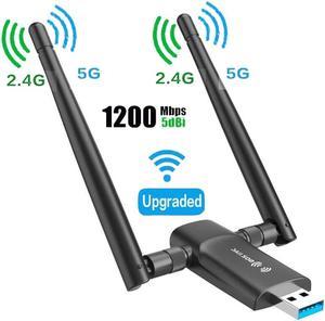 USB WiFi Adapter AC1200Mbps 3.0 Fast Connection for Desktop PC and Laptop with 2.4GHz, 5GHz High Gain Dual Band 5dBi Antenna, WiFi Dongle Supports Windows 10/8/8.1/7/Vista/XP/Mac OS/Linux