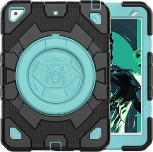 iPad 9th Generation Case 10.2 inch 2021, iPad 8th / 7th Generation Case, 2 in 1 Shockproof Heavy Duty Hybrid Hard PC Soft Rubber Kickstand Case for iPad 10.2 Inch 2021/2020/2019, Air3 10.5 Black/Blue