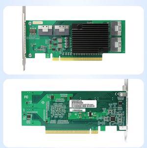 PCI Express x16 to 4*SlimSAS 8X Expander, 8*U.2 NVMe SSD Adapter with SFF-8654 74 Pin Connector and Broadcom PLX8748 chipset for Servers