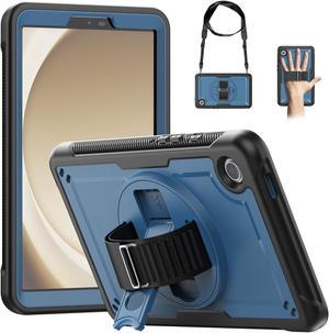 Case for Galaxy Tab A9 Plus 2023 11 inch SM-X210/X216/X218: Heavy Duty Rugged Protective Case with Screen Protector, 360 Rotating Stand, Hand Strap, Shoulder Strap -Dark Blue