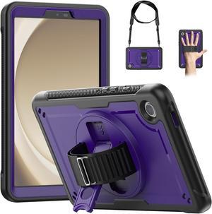 Case for Galaxy Tab A9 Plus 2023 11 inch SM-X210/X216/X218: Heavy Duty Rugged Protective Case with Screen Protector, 360 Rotating Stand, Hand Strap, Shoulder Strap -Purple