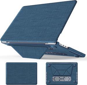 For New MacBook Pro 14 Inch Case M3 / M3 Pro / M3 Max / M2 M1 Pro/Max 2024 2023 2021 (Model: A2918 A2992 A2779 A2442), Durable Fabric & PC Protective Cover with Magnetic Stand  Navy Blue