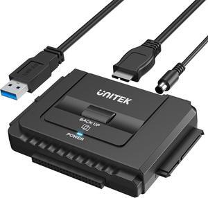 USB 3.0 to IDE and SATA Converter External Hard Drive Adapter Kit for Universal 2.5/3.5 HDD/SSD Hard Drive Disk, One Touch Backup Function, Included 12V/2A Power Adapter