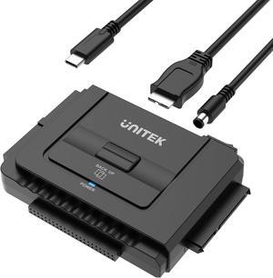 USB C to IDE and SATA Converter External Hard Drive Adapter Kit for Universal 2.5/3.5 HDD/SSD Hard Drive Disk, One Touch Backup Function, Included 12V/2A Power Adapter