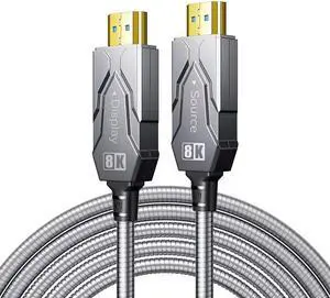 Fiber Optic HDMI 2.1 Cable, in Wall - 48Gbps Outdoor Armoured HDMI 2.1 Cable 8K@60Hz,4K@120Hz Dynamic HDR, eARC for RTX 3080/3090 Xbox Series X PS5 Denon AV Receiver L-G Sam-sung S-ony TV 200 ft.