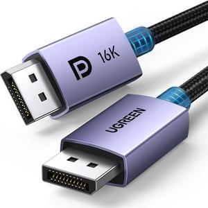 UGREEN DisplayPort Cable 2.1 [VESA Certified] DP2.0 40Gbps Support 16K@30Hz 8K@240Hz 4K@240Hz HDR, HDCP, DSC 1.2a, Braided Display Port Cable Cord Compatible FreeSync G-Sync Video Card Monitor, 6.6FT