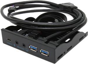 USB3.0 Front Panel Hub, Optical Drive 3.5 Panel Computer Expansion Board 10Gbps with USB3.2, Type C, 2xUSB3.0 and Mic Input and Audio Output Ports for 3.5 Floppy Drive Chassis