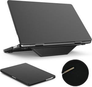 Case for MacBook Pro 14 inch 2024-2021 A3112 A3185 A3401 A2918 2992 2779 M4-M1, Shock-Absorbing Protection Case with Magnetically-Folio Stand &Mouse Pad/Bag (Leather-Like Color Black)