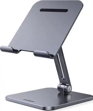 UGREEN Tablet Stand Holder Adjustable Aluminum Portable Stand Holder for Desk Foldable Dock Heavy Duty Metal Base Compatible with ipad pro 12.9, 9.7, 10.5, ipad air Mini 4 3 2, Nintendo Switch Grey