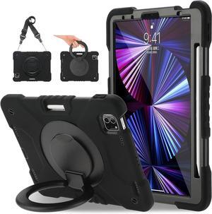 Case for iPad Pro 11 Inch 4th 2022/3rd 2021/2nd 2020/1st Gen 2018, iPad Air 10.9 Inch 2022/2020 5th/4th Generation Case with Pencil Holder/360° Rotating Handle Stand, Black