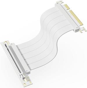 PCI-E 4.0 Riser Cable, PCIe 4.0 x16 200mm High Speed Flexible Extender Card Extension Port 90 Degree Adapter, PCIe 4.0 | Older Compatible, EMI Shielded 30 AWG, TPE Cable Sleeves