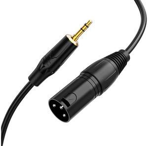 3.5mm to XLR, 6 Feet 3.5mm (1/8 Inch) TRS Stereo Male to XLR Male Cable Compatible with iPhone, iPod, Tablet, Laptop and More, Black