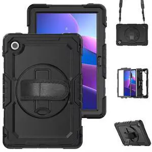 Case for Tab 10.1" 2025 TB311FU/TB311XU 10.1 inch,2025 newly Released: with Screen Protector, Hand Strap, Shoulder Strap, Rotating Stand, Stylus Holder - Black