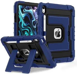Case for iPad (A16) 11th Generation 11 Inch 2025 / iPad 10th Generation 10.9 Inch 2022, [Built-in Pencil Holder] Heavy Duty Shockproof Rugged Protective Case, Black Black/Blue
