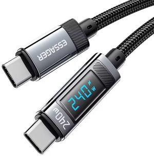 240W USB C Cable, Super Fast Charging 6.6ft, PD 100W PPS45W with LED Display Nylon Braided 5A E-Marker for MacBook, iPad, iPhone 16 15 Pro Max, Galaxy S24/S23 Ultra, Pixel and More