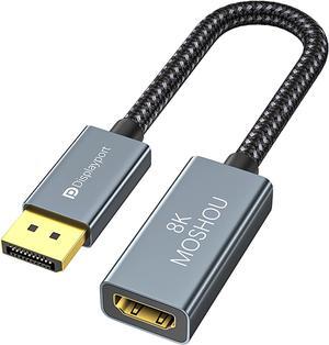 DisplayPort 1.4 to HDMI 2.1 Adapter, Support 4k@120Hz, 8K@60Hz, HDR, Uni-Directional Converter for RTX3080/3090, RX6800/6900 and More