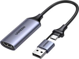 Full HD 1080P Capture Card 4K HDMI to USB-A/USB-C HDMI Video Capture Card USB 2.0 Capture Video and Audio Recording for Gaming, Streaming, Teaching, Video Conference