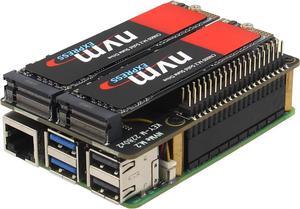X1004 PCIe to Dual M.2 HAT NVMe 2280 SSD PCIe Peripheral Board for Raspberry Pi 5