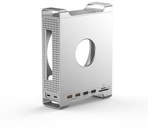 Mac mini M4 Hub & Chassis with NVMe SSD Enclosure, Mac mini M4 Dock with 2xUSB A 10Gbps, 2XUSB A Data Port, SD/TF 3.0 Card Reader for Mac mini M4, Mac mini M4 Pro - Silver